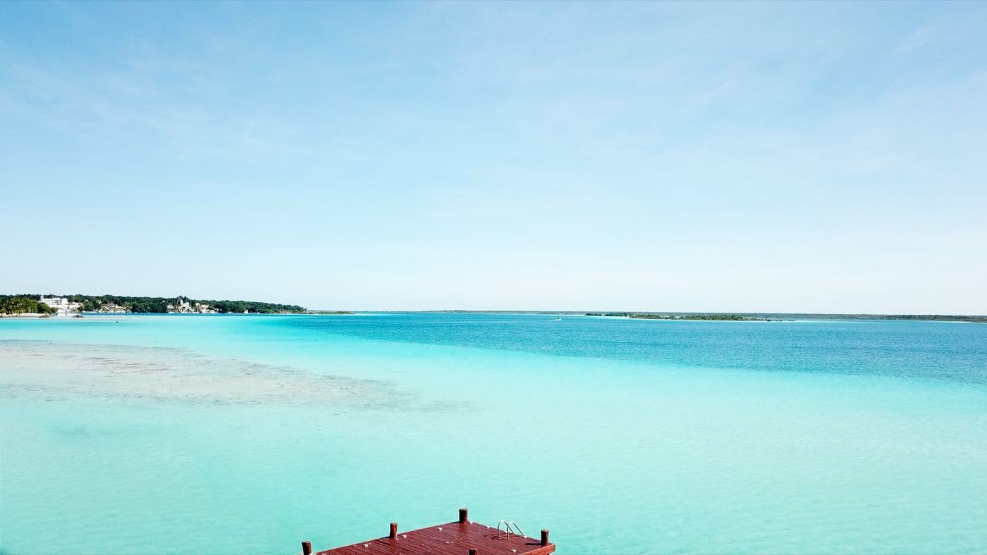The blue water of the Bacalar lagoon, Quintana Roo, Mexico